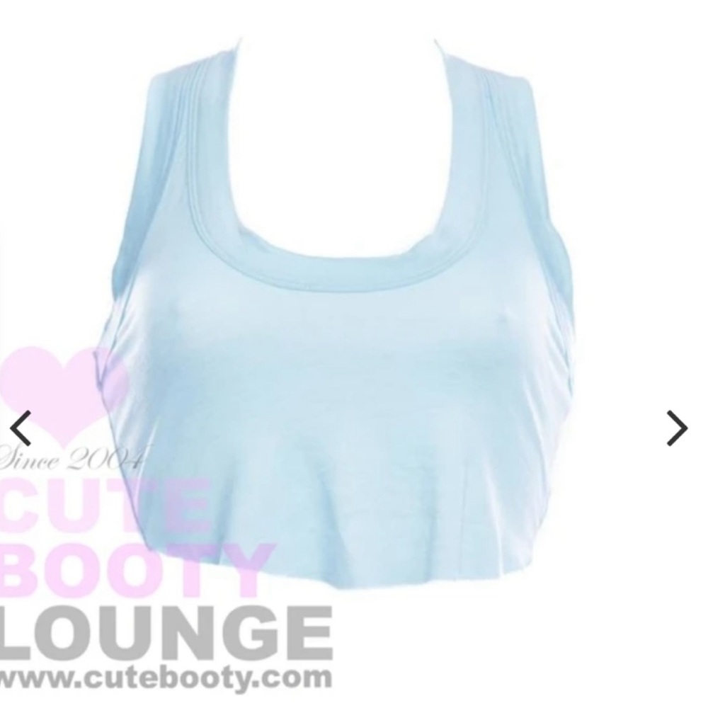 CBL Cute Booty Lounge Short Stop Cropped racerback Tank Top Powder Baby Blue M - Picture 3 of 7